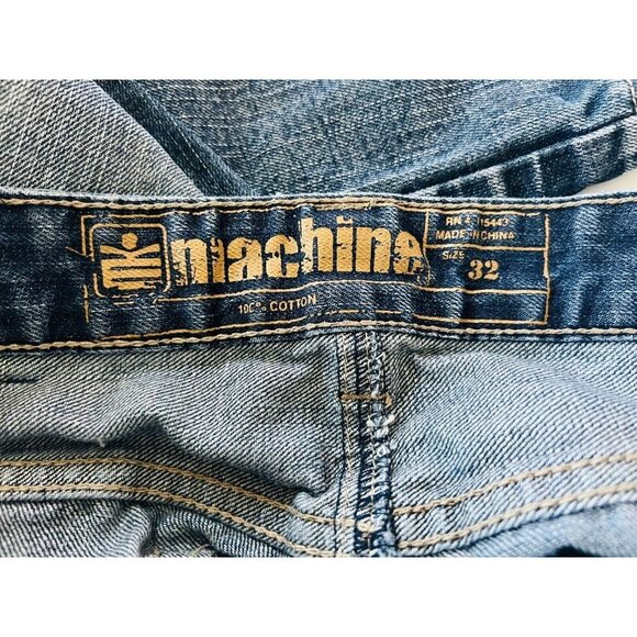 Machine Womens Straight Jeans Blue Denim Mid Rise Medium Wash 5 Pocket Size 32 - Picture 8 of 8